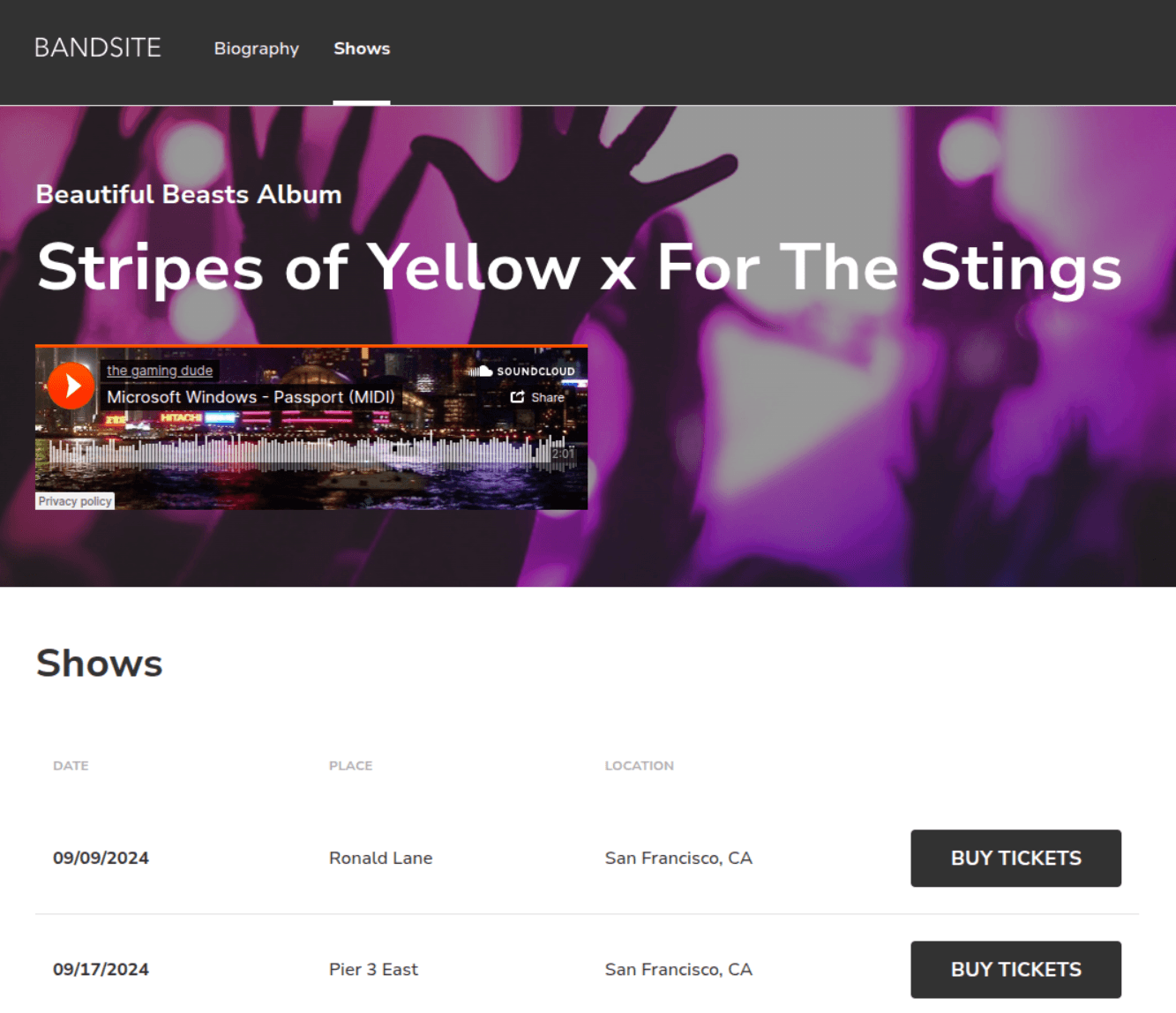 BrainStation Band Website